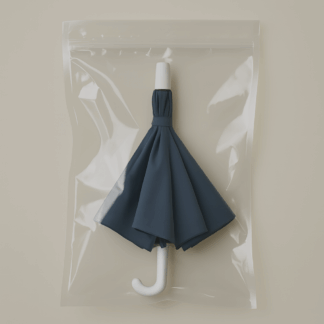 Petit parapluie bleu foncé pour se protéger du temps qui passe