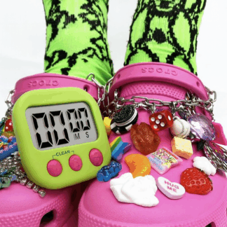 pins pour crocs chronomètre vert fluo