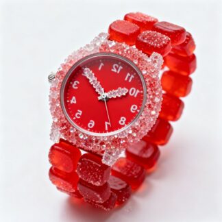Montre bonbon rouge enrobé de sucre